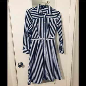 J.Crew Tie-waist Shirtdress In Stripe Lighthouse